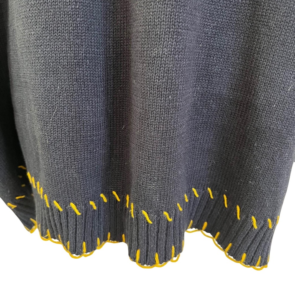 Vintage Navy Blue Cotton Sunflower Embroidered Cardigan Sweater 1X - Picture 10 of 10